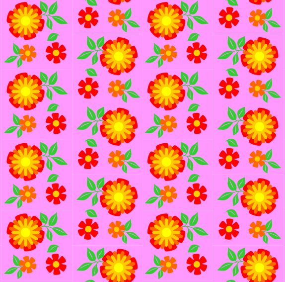 Red-orange flowers on a pink background